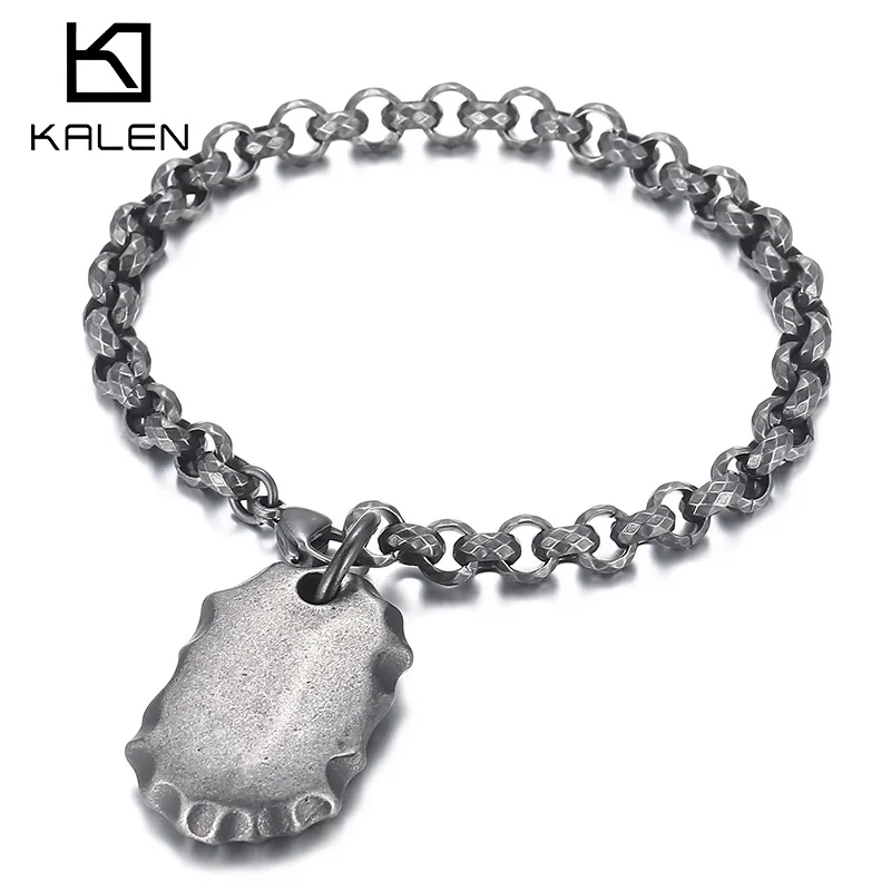 KALEN 7mm Link Chain Vintage Grey Bracelet Men Stainless Steel Support Simple Name Engraved Medal Jewelry
KALEN 7mm Link Chain Vintage Grey Bracelet Men Stainless Steel Support Simple Name Engraved Medal Jewelry