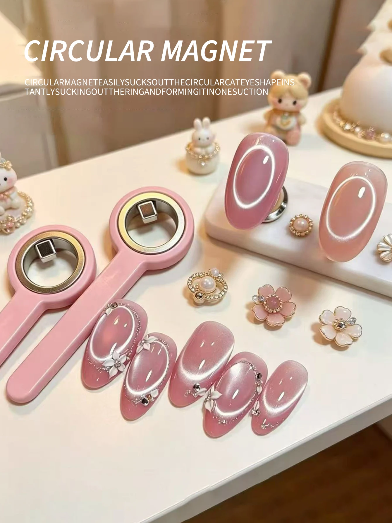 Pink Circular Nail Magnet Tool, Easy Ring Cat Eye Effect Magnet for DIY Nail Art Easy for Beginners to operate
Pink Circular Nail Magnet Tool, Easy Ring Cat Eye Effect Magnet for DIY Nail Art Easy for Beginners to operate