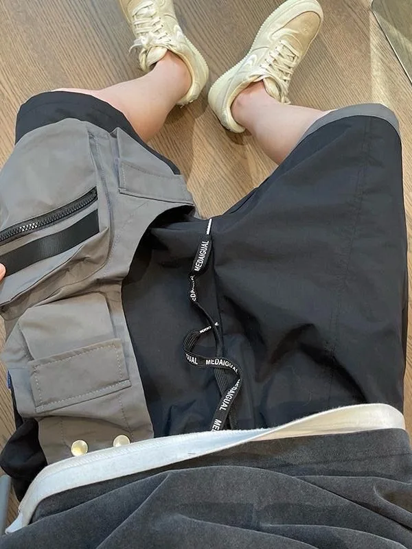 Summer Street Style Loose Black Grey Splice Fake Two-Piece Multi-Pocket Workwear Shorts Men Casual Five-Quarter Pants INS
Summer Street Style Loose Black Grey Splice Fake Two-Piece Multi-Pocket Workwear Shorts Men Casual Five-Quarter Pants INS