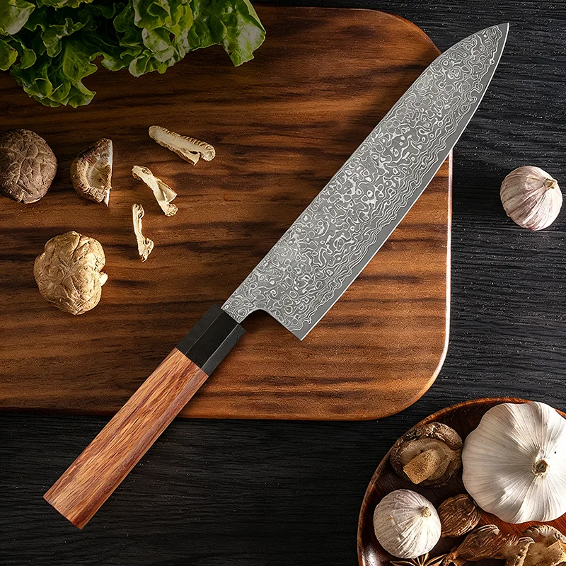 Японский поварской нож 8 дюймов, ручная ковка, дамасская сталь, для овощей, мяса, сашими, с рукоятью из палисандра
Японский поварской нож 8 дюймов, ручная ковка, дамасская сталь, для овощей, мяса, сашими, с рукоятью из палисандра