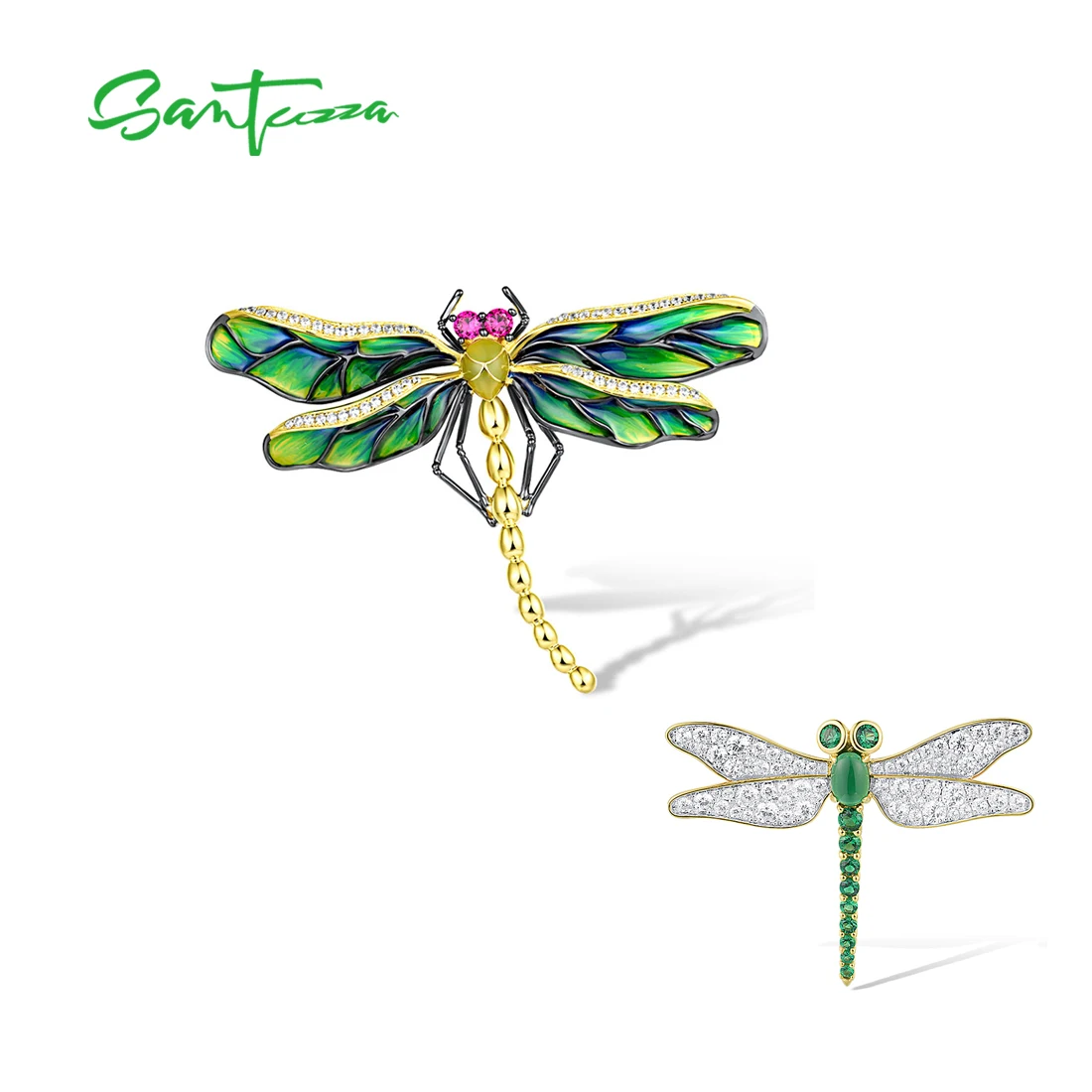 SANTUZZA Pure 925 Sterling Silver Brooch For Women Sparkling White CZ Created Ruby Green Enamel Dragonfly Lovely Fine Jewelry
SANTUZZA Pure 925 Sterling Silver Brooch For Women Sparkling White CZ Created Ruby Green Enamel Dragonfly Lovely Fine Jewelry