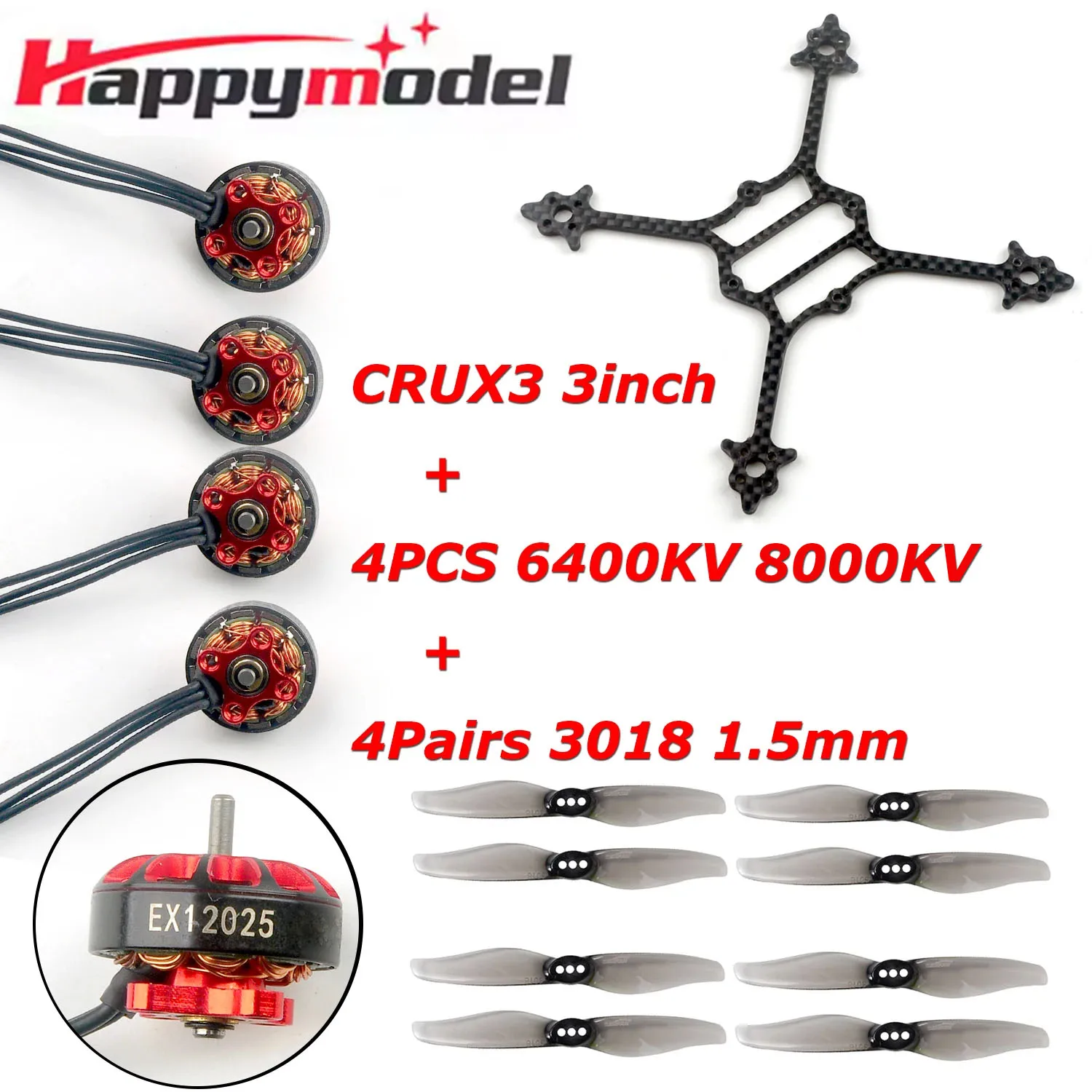 HappyModel Crux3 3inch Toothpick Frame Kit with 6400/8000KV 1202.5 Brushless Motor 4Pairs Gemfan 3018 Propeller for RC Drone
HappyModel Crux3 3inch Toothpick Frame Kit with 6400/8000KV 1202.5 Brushless Motor 4Pairs Gemfan 3018 Propeller for RC Drone