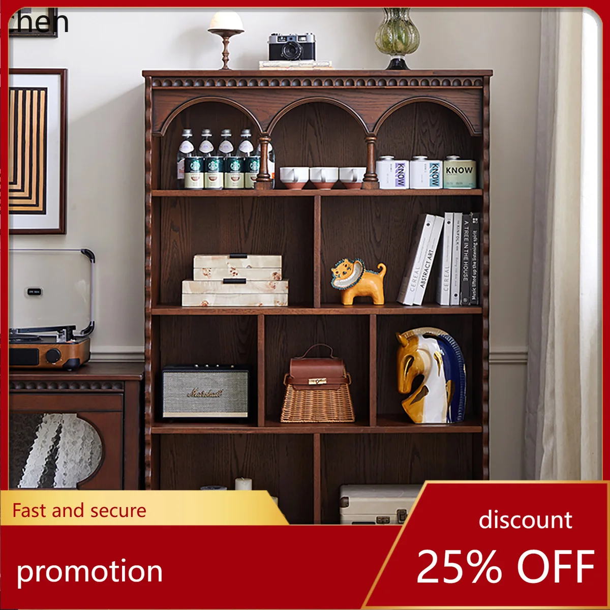 CZ Retro Solid Wood Bookshelf Home Vintage Multifunctional Storage Cabinet Wall-Mounted Entryway Organizer Display Cabinet
CZ Retro Solid Wood Bookshelf Home Vintage Multifunctional Storage Cabinet Wall-Mounted Entryway Organizer Display Cabinet