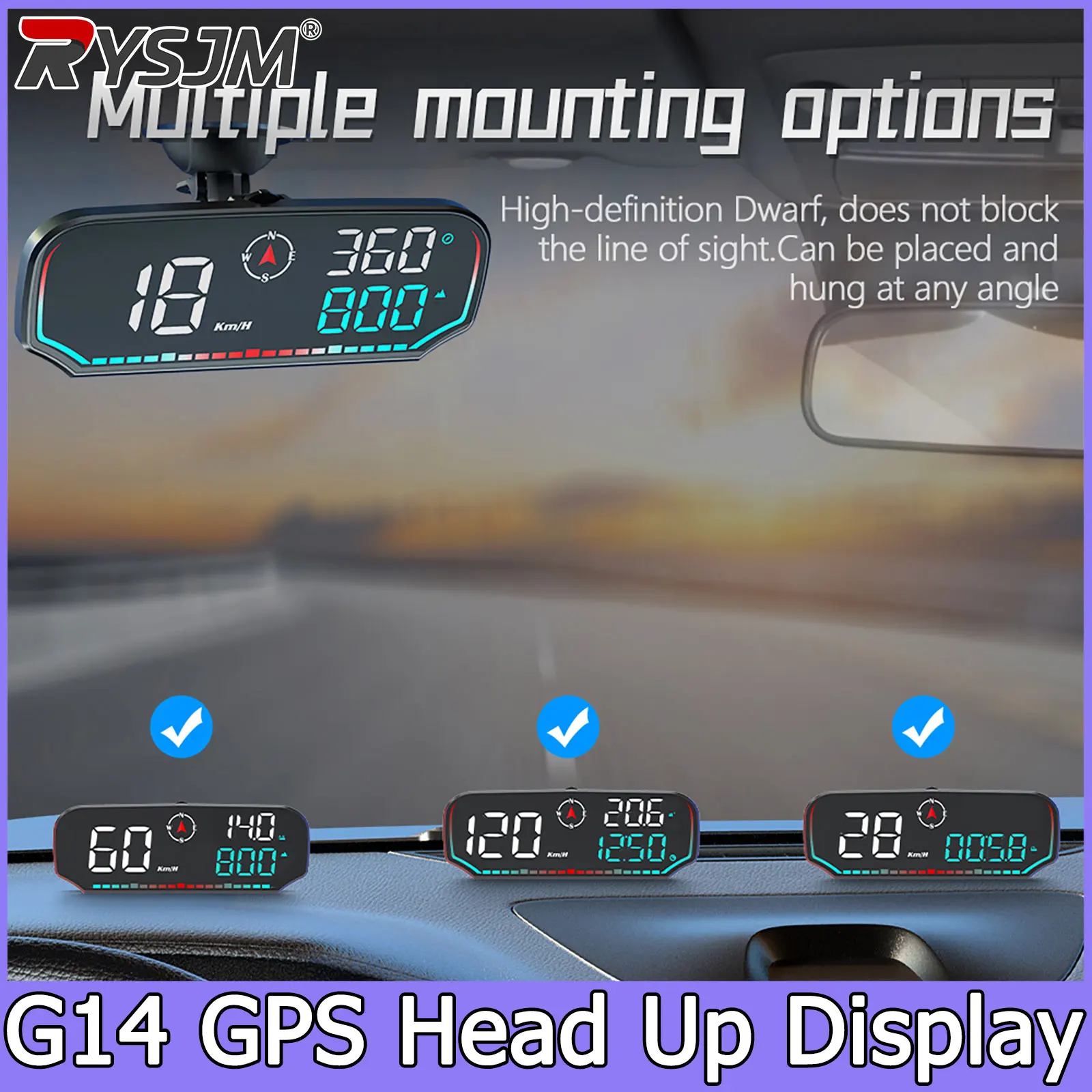 G14 Digital GPS Speedometer for All Car GPS HUD Head Up Display Universal Odometer Over Speed Alarm Auto Electrinic Accessories
G14 Digital GPS Speedometer for All Car GPS HUD Head Up Display Universal Odometer Over Speed Alarm Auto Electrinic Accessories