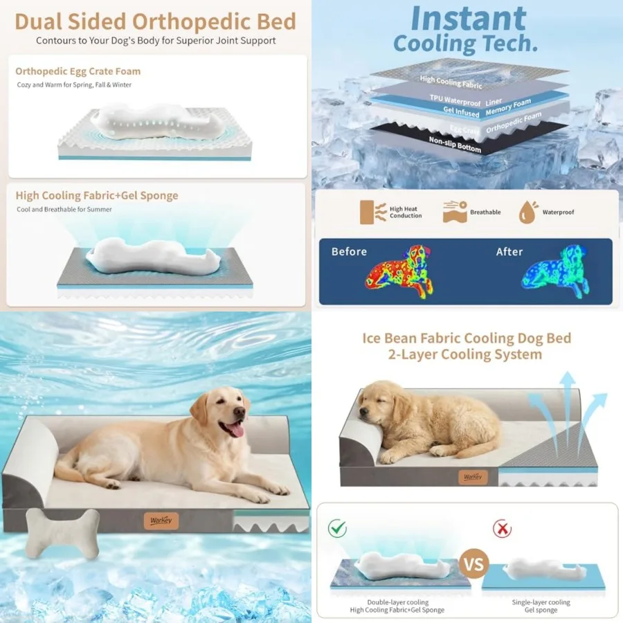 Dog Bed with Cooling Gel Memory Foam, Orthopedic Waterproof Pet Bed with Washable Cover and Non-Slip Bottom, Cooling Dog Couch
Dog Bed with Cooling Gel Memory Foam, Orthopedic Waterproof Pet Bed with Washable Cover and Non-Slip Bottom, Cooling Dog Couch