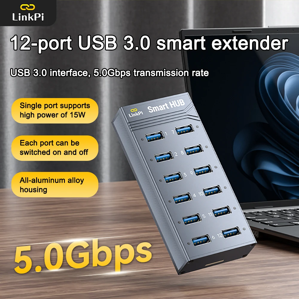 LinkPi SmartHUB 12-портовый концентратор USB 3.0 Интеллектуальный разветвитель расширения Высокоскоростная док-станция с мягким управлением 5 Гбит/с
LinkPi SmartHUB 12-портовый концентратор USB 3.0 Интеллектуальный разветвитель расширения Высокоскоростная док-станция с мягким управлением 5 Гбит/с