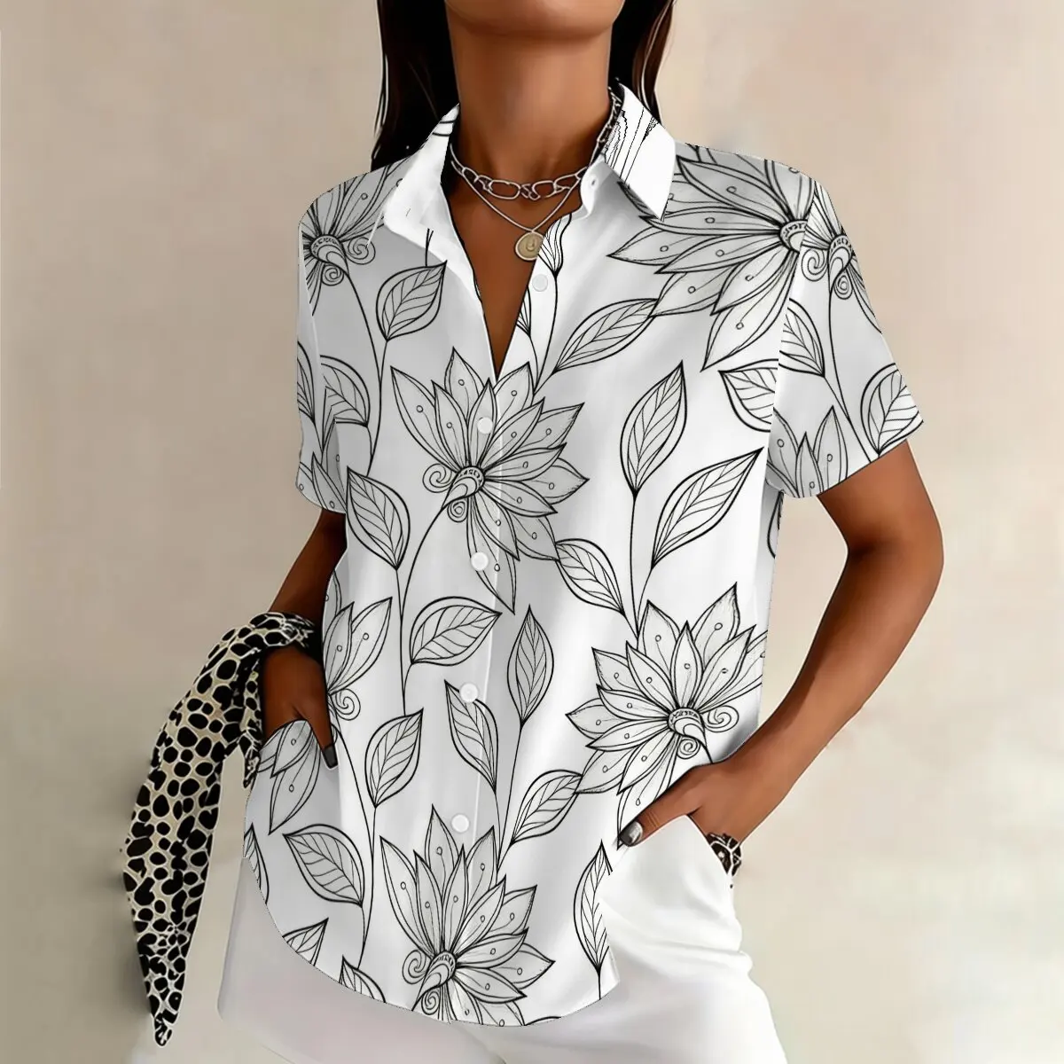 Plus Size Women's Summer Short-sleeve Shirt,Low-key Floral Pattern,Elegant and Trendy,Suitable for Workplace,Leisure,Dating
Plus Size Women's Summer Short-sleeve Shirt,Low-key Floral Pattern,Elegant and Trendy,Suitable for Workplace,Leisure,Dating