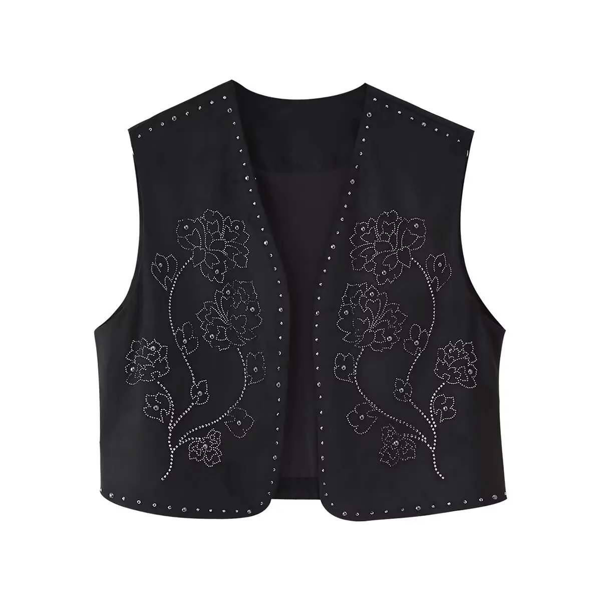 Taop&Za 2025 Women's Sleeveless Vest Embellished with Floral Rhinestone Patterns and Studded Detailing
Taop&Za 2025 Women's Sleeveless Vest Embellished with Floral Rhinestone Patterns and Studded Detailing