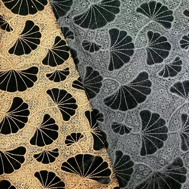 Retro laser velvet fabric with maple leaf embroidery and lace cutouts for Clothing home decor designer fabric
Retro laser velvet fabric with maple leaf embroidery and lace cutouts for Clothing home decor designer fabric