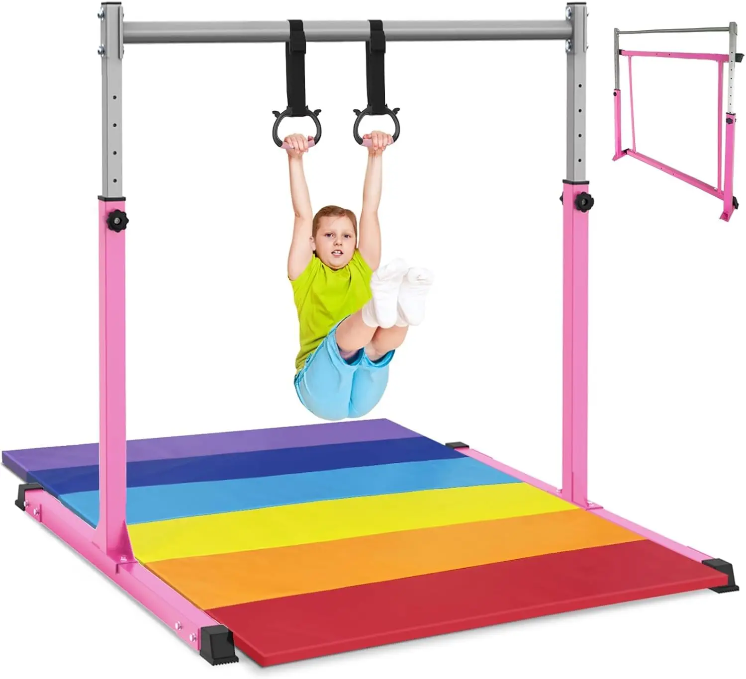 Adjustable Gymnastics Bar for Kids 3-15, Sturdy Steel, Height 3-5 ft, Anti-Slip Base, Easy Assembly
Adjustable Gymnastics Bar for Kids 3-15, Sturdy Steel, Height 3-5 ft, Anti-Slip Base, Easy Assembly
