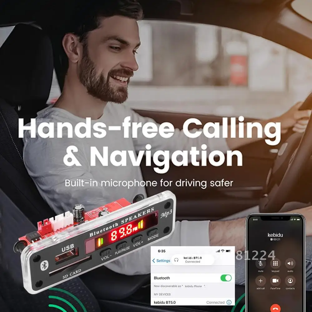 2*20W Amplifier 7-18V Stereo MP3 Decoder Board 40W 12V MP3 Player Bluetooth 5.0 USB Module FM AUX Radio Recording Handsfree Call
2*20W Amplifier 7-18V Stereo MP3 Decoder Board 40W 12V MP3 Player Bluetooth 5.0 USB Module FM AUX Radio Recording Handsfree Call