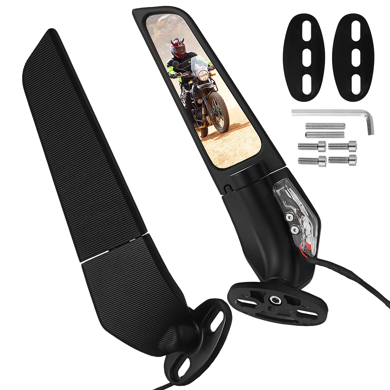 1 Pair Black Large Mirror Surface Motorcycle Rearview Mirrors Wing Fin Side Handlebar Turn Signals Easy Installation Stable
1 Pair Black Large Mirror Surface Motorcycle Rearview Mirrors Wing Fin Side Handlebar Turn Signals Easy Installation Stable