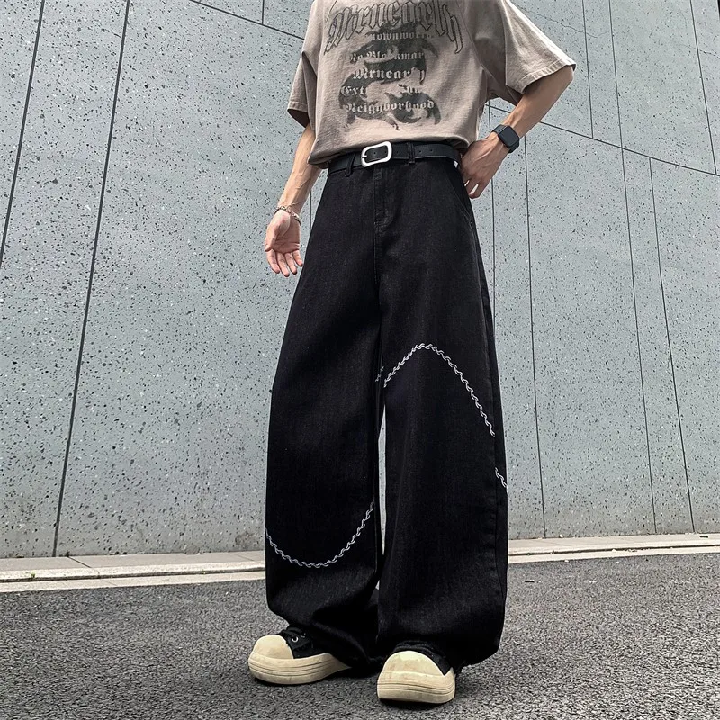 Elegant Embroidered Wide Leg Men's Jeans American Retro Loose Casual High Waist Denim Pants Straight Cut Trousers for Youth
Elegant Embroidered Wide Leg Men's Jeans American Retro Loose Casual High Waist Denim Pants Straight Cut Trousers for Youth