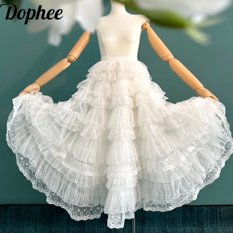 Dophee Original Cute Lace Ruffles Fairy Skirt Lolita Puffy Skirt Elegant Elastic Waist Big Bottom Mopping Floor A-line Skirts
Dophee Original Cute Lace Ruffles Fairy Skirt Lolita Puffy Skirt Elegant Elastic Waist Big Bottom Mopping Floor A-line Skirts