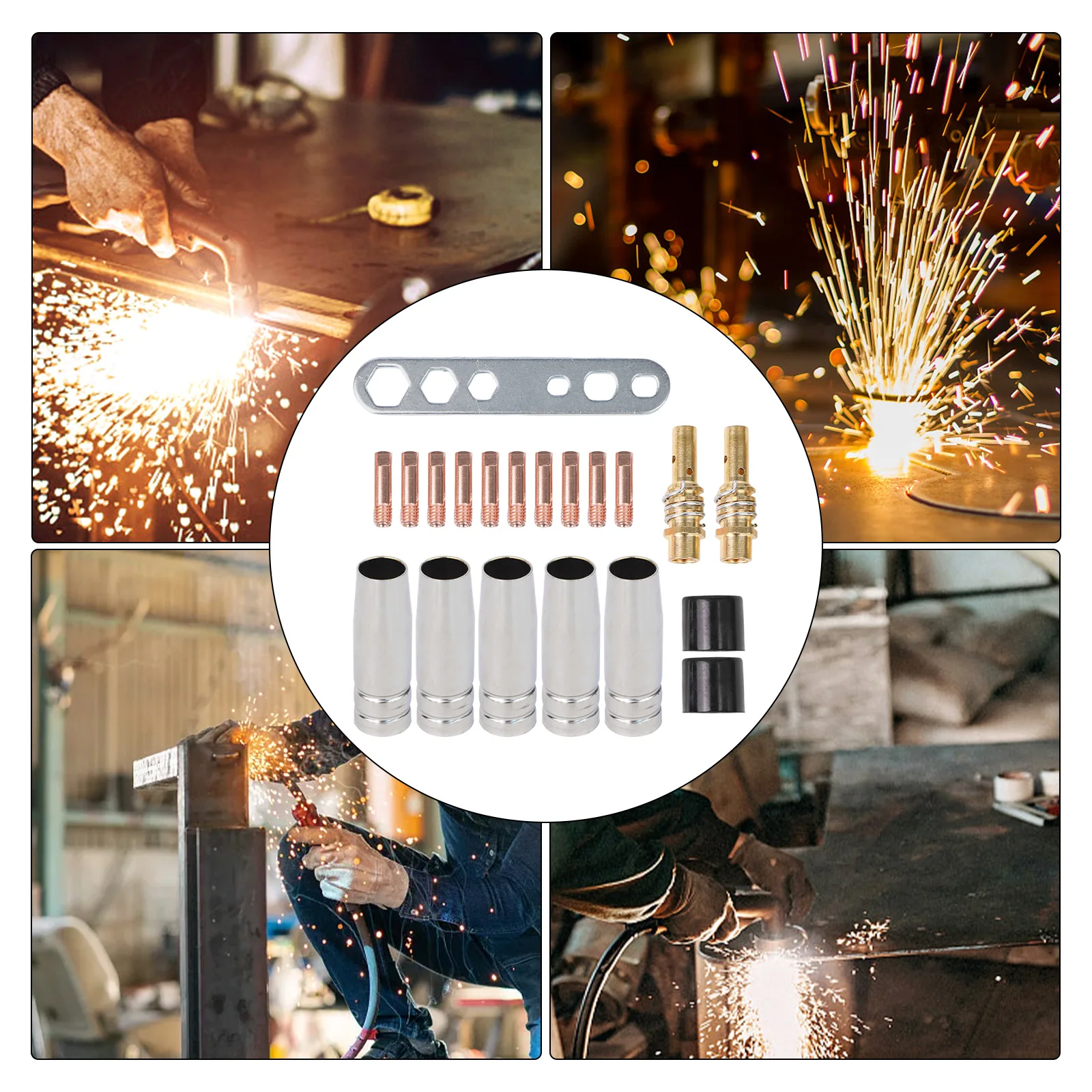 22PCS For MIG Welding Accessories Set, For MAG Welding Torch For 15AK 0.8mm Tips Extensive 22-piece Welding Accessory Set
22PCS For MIG Welding Accessories Set, For MAG Welding Torch For 15AK 0.8mm Tips Extensive 22-piece Welding Accessory Set