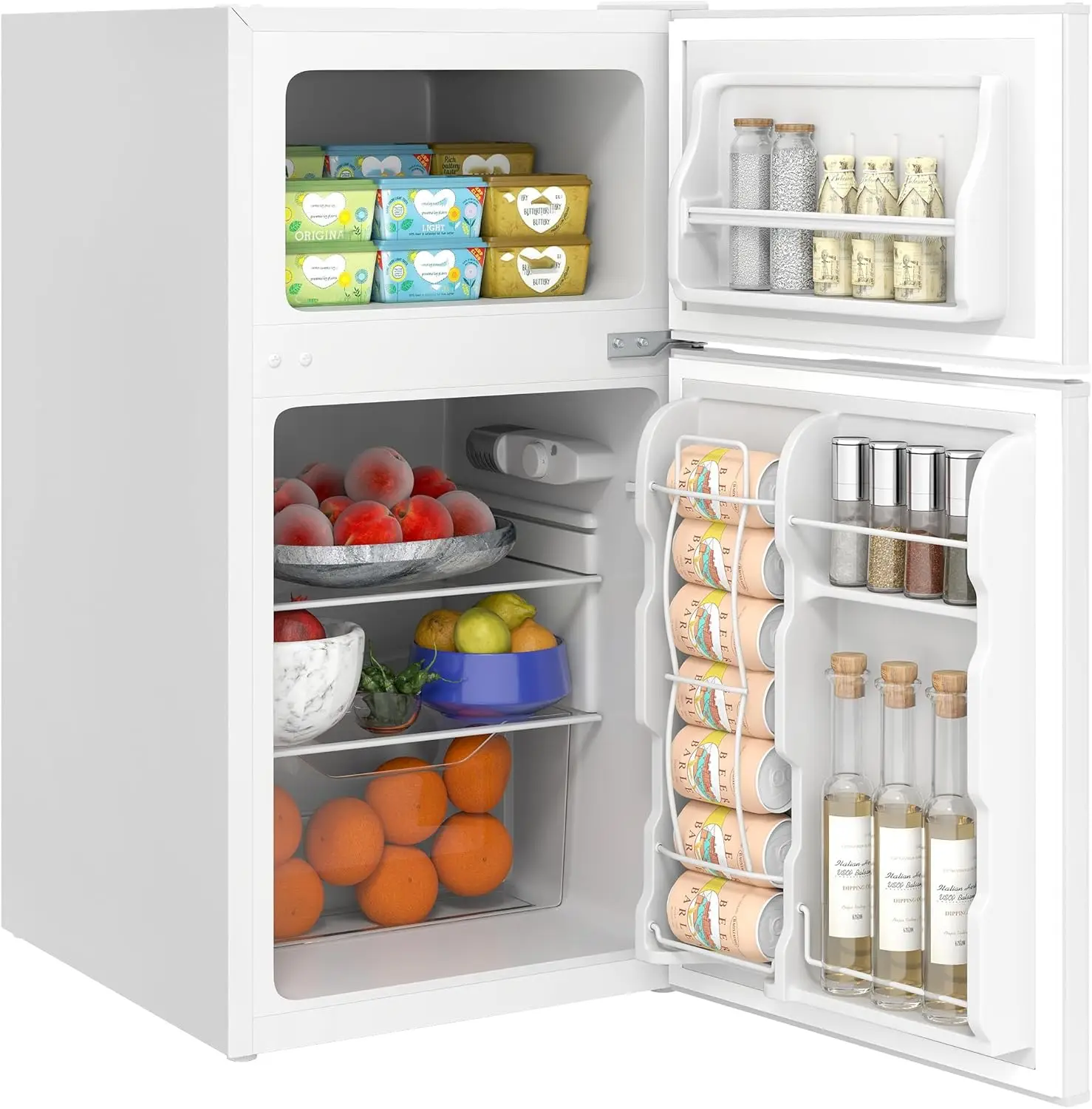 3.2 Cu.Ft Mini Fridge with Freezer, Compact Refrigerator with Adjustable Thermostat, Shelf and Double Reversible Door
3.2 Cu.Ft Mini Fridge with Freezer, Compact Refrigerator with Adjustable Thermostat, Shelf and Double Reversible Door