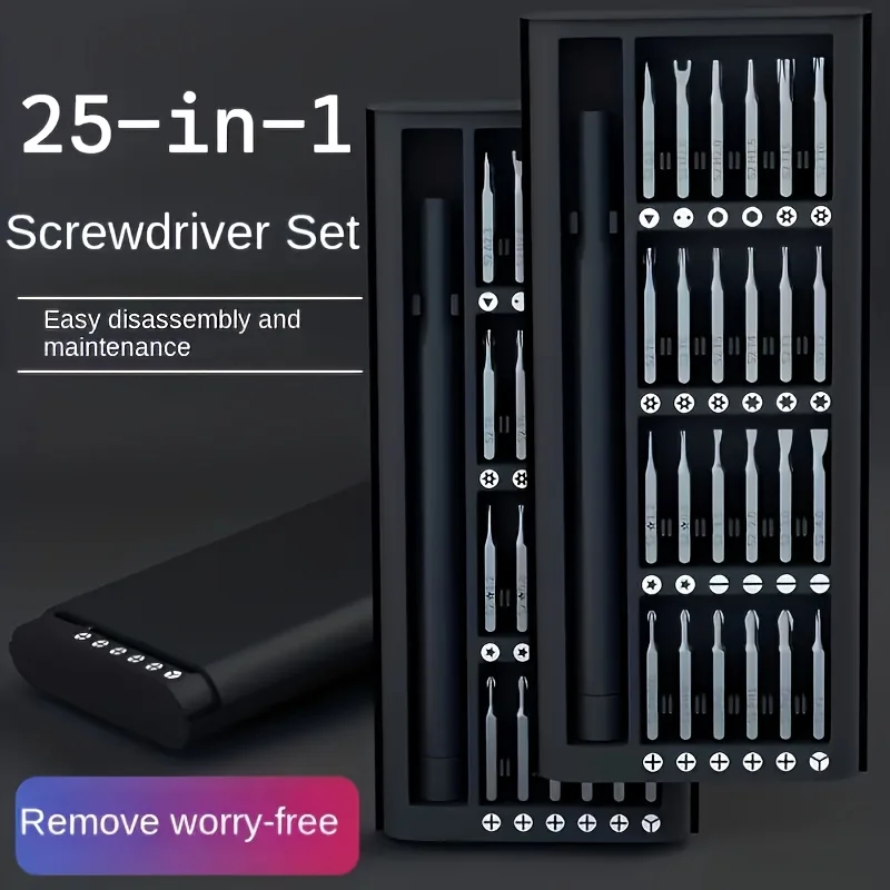 Mini 25 in 1 Precision Screwdriver Set with Magnetic Head and Compact Storage Box. Easy To Access and Carry
Mini 25 in 1 Precision Screwdriver Set with Magnetic Head and Compact Storage Box. Easy To Access and Carry