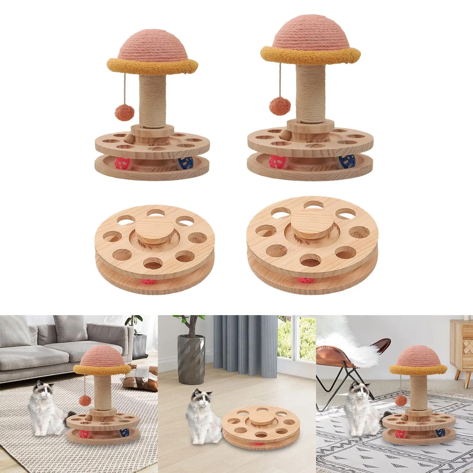 Interactive Cats Turntables Toy Wooden with Balls Solid Wood for Indoor Training up Habits Fun Game Activity Kitten
Interactive Cats Turntables Toy Wooden with Balls Solid Wood for Indoor Training up Habits Fun Game Activity Kitten