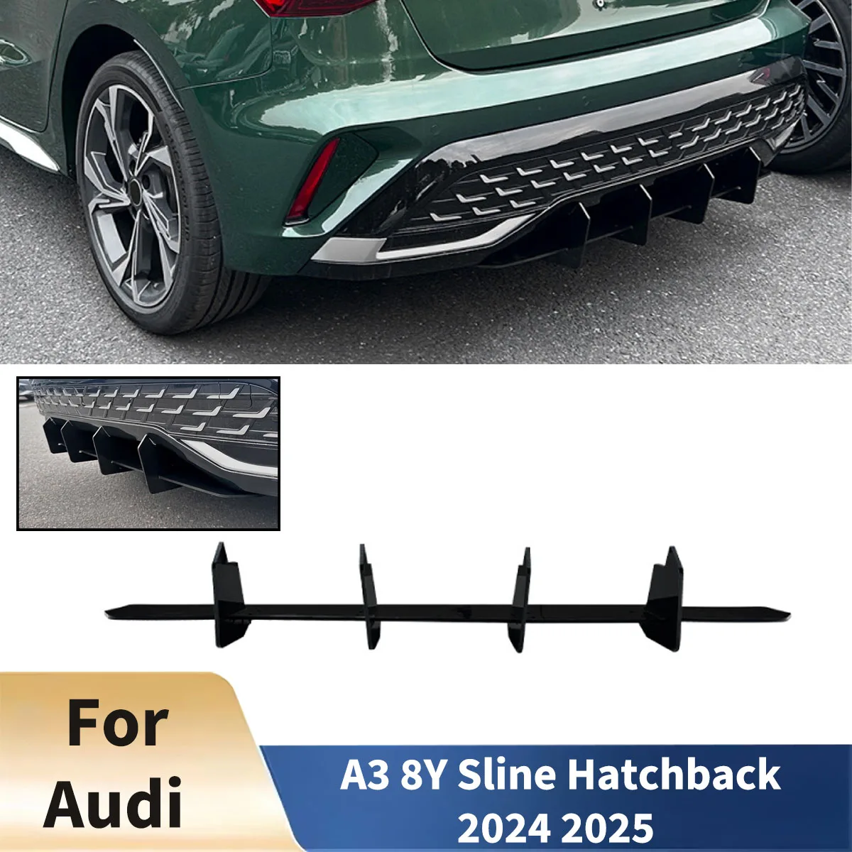 For Audi A3 8Y Hatchback 2024 2025 Car Rear Bumper Lip Diffuser Accessories Lower spoiler Chin Guard Board Body kits Tuning
For Audi A3 8Y Hatchback 2024 2025 Car Rear Bumper Lip Diffuser Accessories Lower spoiler Chin Guard Board Body kits Tuning