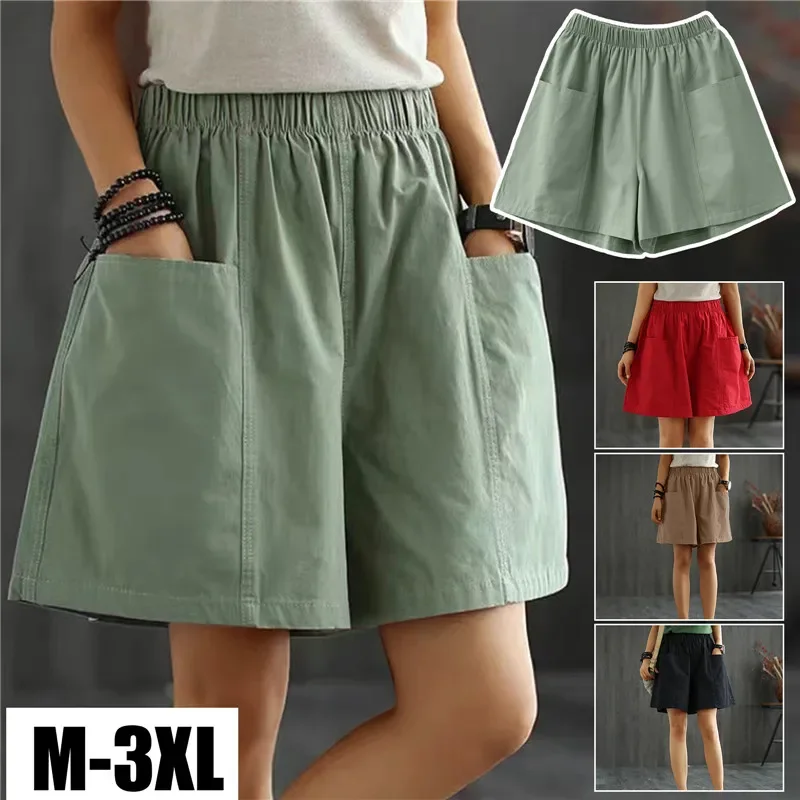 Women Cotton Linen Shorts Summer Sports Shorts with Pockets Solid High Waist Drawstring Wide Leg Shorts Casual Basic Short Pants
Women Cotton Linen Shorts Summer Sports Shorts with Pockets Solid High Waist Drawstring Wide Leg Shorts Casual Basic Short Pants
