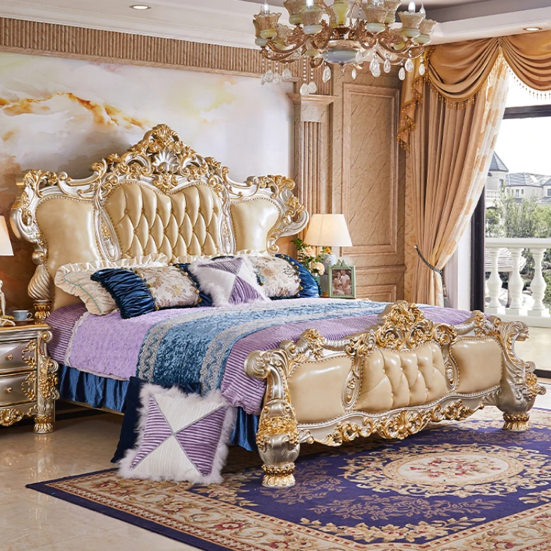 *European style leather double bed villa king bed high-end luxury full solid wood carved flower master bedroom 1.8m wedding bed
*European style leather double bed villa king bed high-end luxury full solid wood carved flower master bedroom 1.8m wedding bed