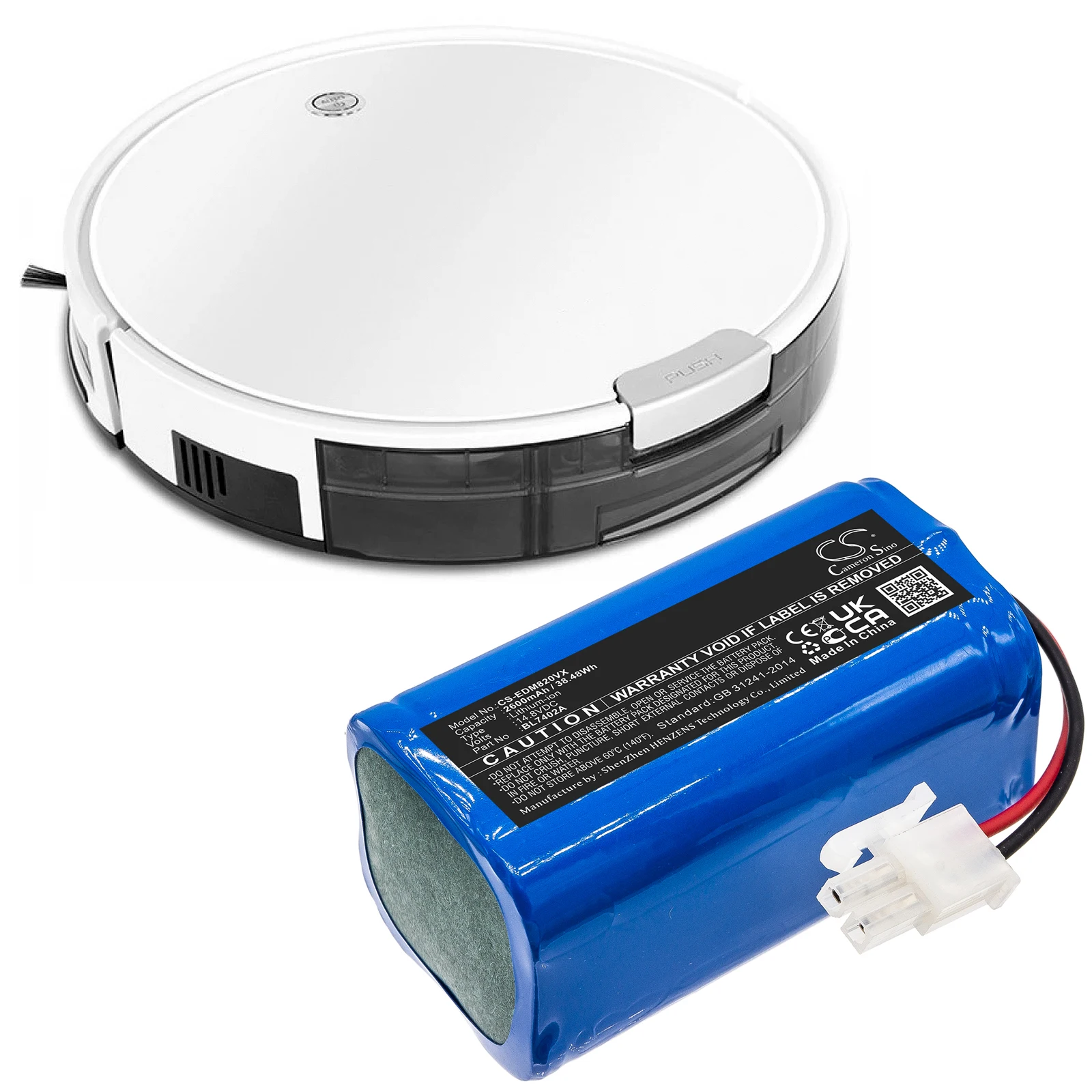 Вакуумный аккумулятор 2600 мАч Для Ecovacs 10001088 20001088 BL7402A INR18650-M26-4S1P iLIfe UR18650ZT-4S1P-AAF Deebot M82
Вакуумный аккумулятор 2600 мАч Для Ecovacs 10001088 20001088 BL7402A INR18650-M26-4S1P iLIfe UR18650ZT-4S1P-AAF Deebot M82