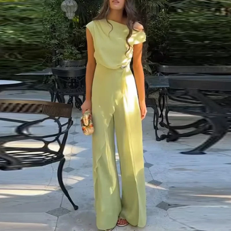 New Summer Sleeveless Irregular Playsuit Simple Temperament Long Pants Romper 2026 Sexy Slanted Collar High Waist Solid Jumpsuit
New Summer Sleeveless Irregular Playsuit Simple Temperament Long Pants Romper 2026 Sexy Slanted Collar High Waist Solid Jumpsuit