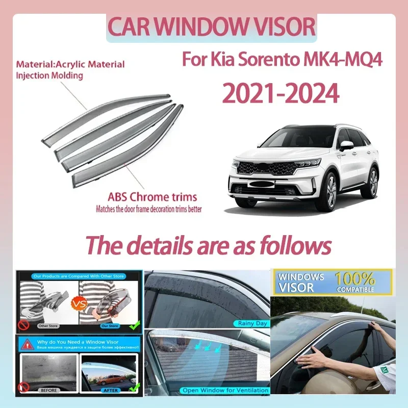 Car Window Visor for Kia Sorento MQ4 2021-2024 Deflector Window Rain Guard Weathershield Sun Rain Guard Auto Accessories
Car Window Visor for Kia Sorento MQ4 2021-2024 Deflector Window Rain Guard Weathershield Sun Rain Guard Auto Accessories