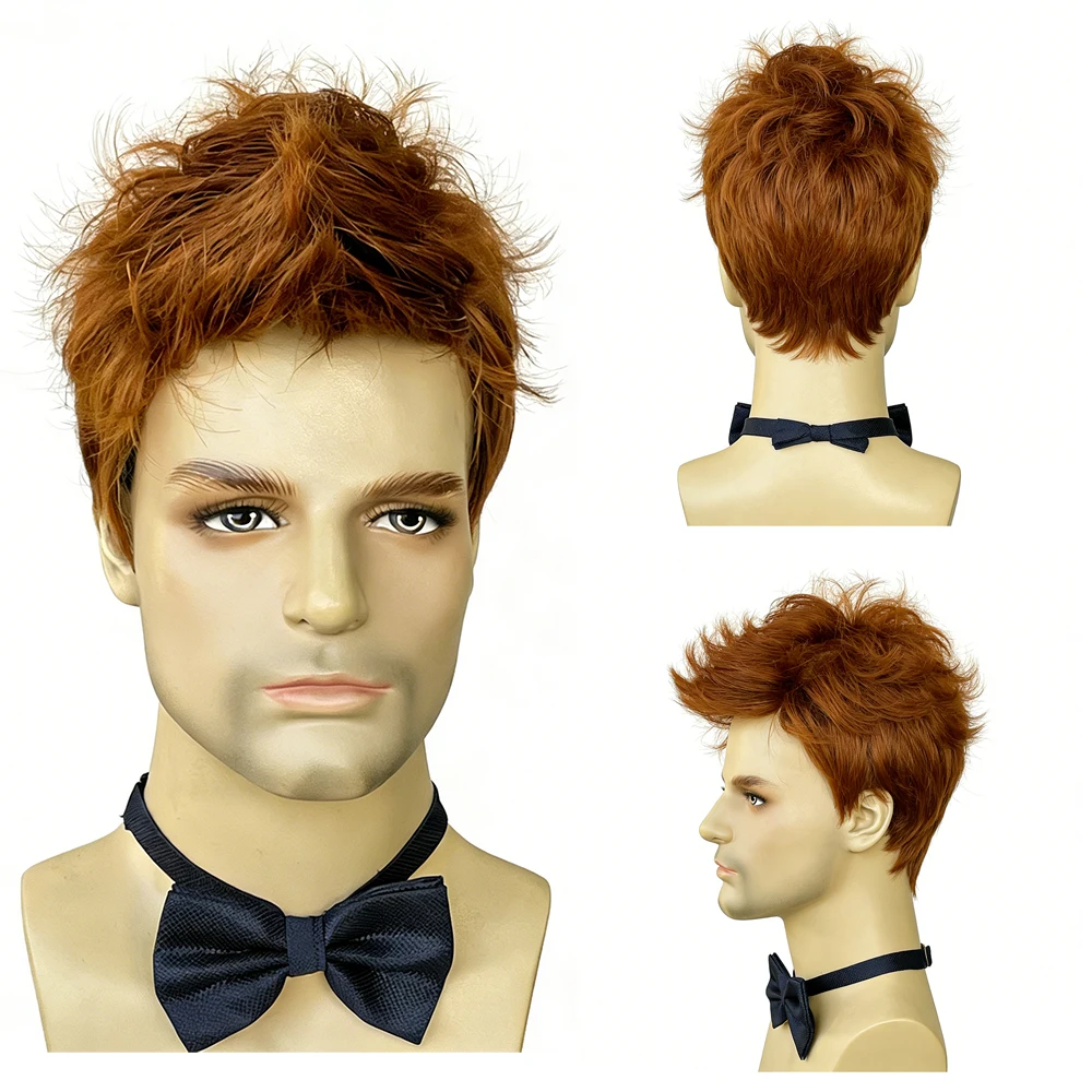 Mens Short Copper Red Cosplay Wig Fluffy Spiky Ginger Heat Resistant Synthetic Full Wig For Halloween Party Costume Daily Wear
Mens Short Copper Red Cosplay Wig Fluffy Spiky Ginger Heat Resistant Synthetic Full Wig For Halloween Party Costume Daily Wear