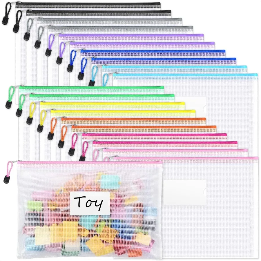 20 Pack Mesh Zipper Pouch Bags A4 Letter Size Zipper Bags with Label Pocket Waterproof Pouches for Classroom Organization Board
20 Pack Mesh Zipper Pouch Bags A4 Letter Size Zipper Bags with Label Pocket Waterproof Pouches for Classroom Organization Board