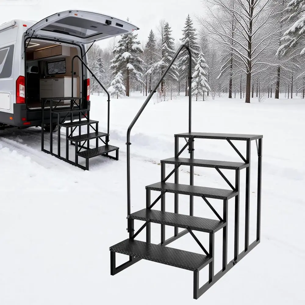 Portable 5-Step Ladder with Handrail for Hot Tubs, RV Outdoor Stairs, and Mobile Home Access
Portable 5-Step Ladder with Handrail for Hot Tubs, RV Outdoor Stairs, and Mobile Home Access
