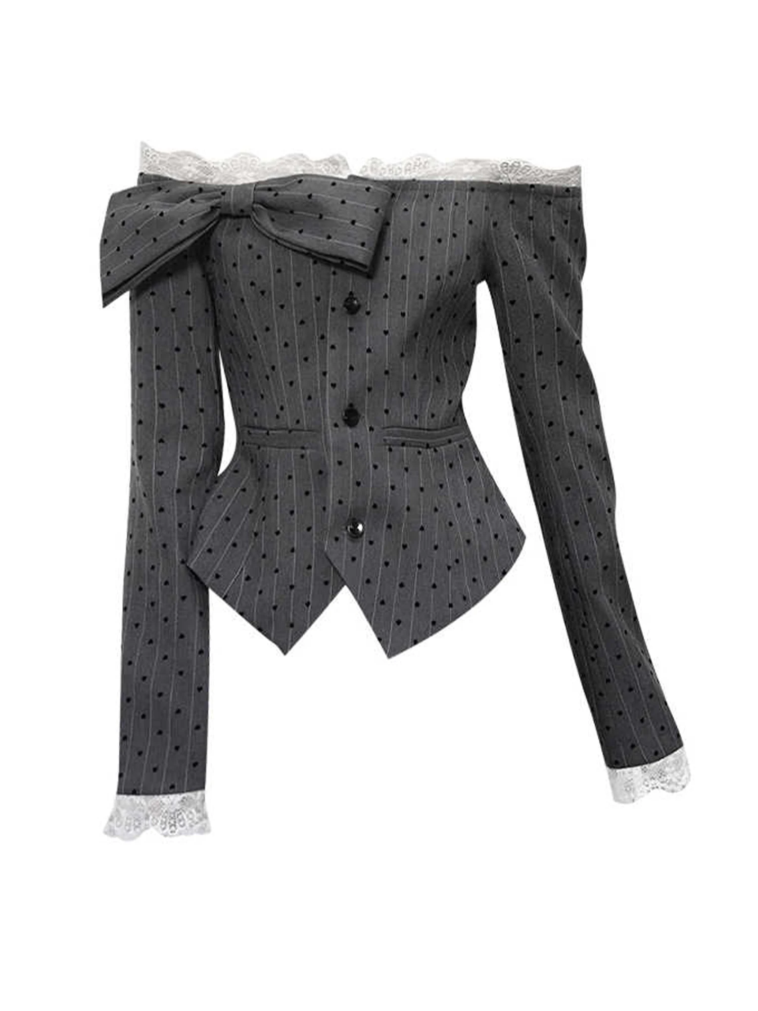 Women's Gery Striped Shirts Lace Patchwork Bow Blouses Y2k 90s Vintage Elegant Cute 2000s Long Sleeve Slash Neck Shirt Clothes
Women's Gery Striped Shirts Lace Patchwork Bow Blouses Y2k 90s Vintage Elegant Cute 2000s Long Sleeve Slash Neck Shirt Clothes