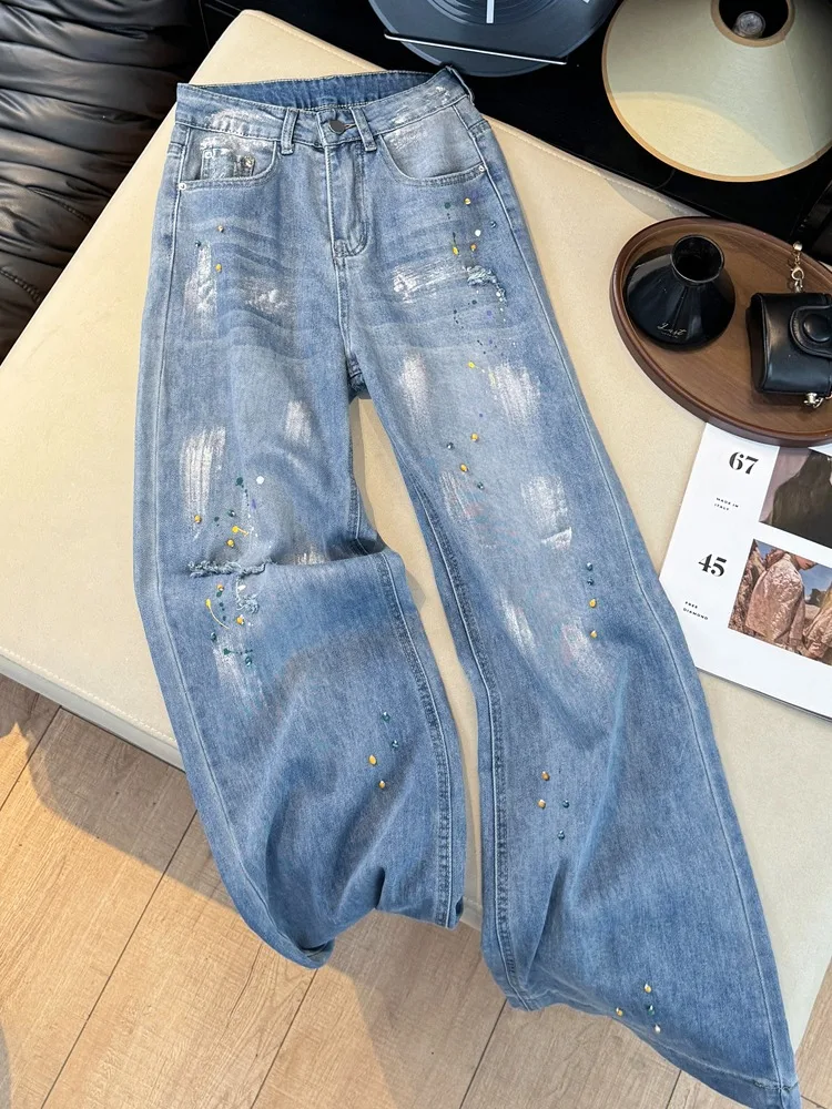 Handmade Embroidered High Waist Slim Fit Straight Leg Jeans Women's Summer Korean Design Sensation Long Pants Casual Style
Handmade Embroidered High Waist Slim Fit Straight Leg Jeans Women's Summer Korean Design Sensation Long Pants Casual Style