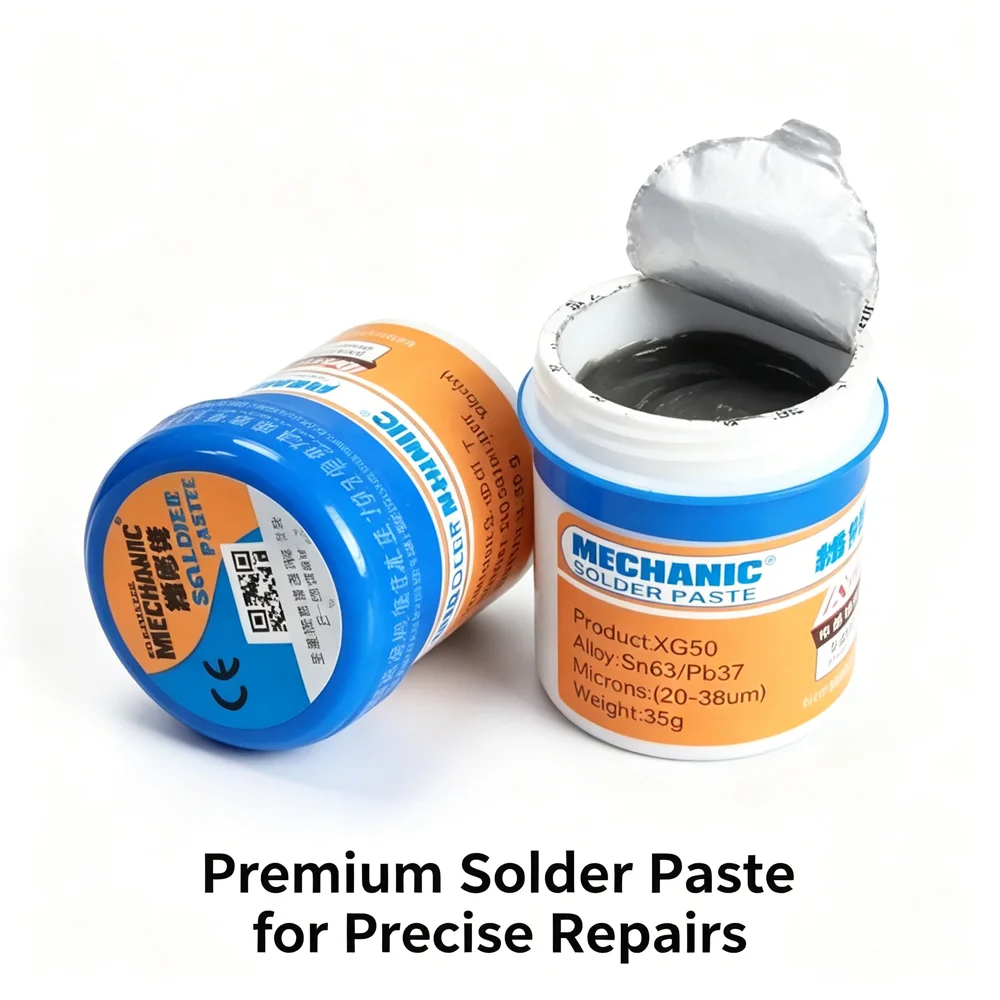Medium Grain MECHANIC XG50 Solder Paste Sn63/Pb37 35g Tin Flux For Electronic PCB BGA Chip Reballing Soldering Repair Kit
Medium Grain MECHANIC XG50 Solder Paste Sn63/Pb37 35g Tin Flux For Electronic PCB BGA Chip Reballing Soldering Repair Kit