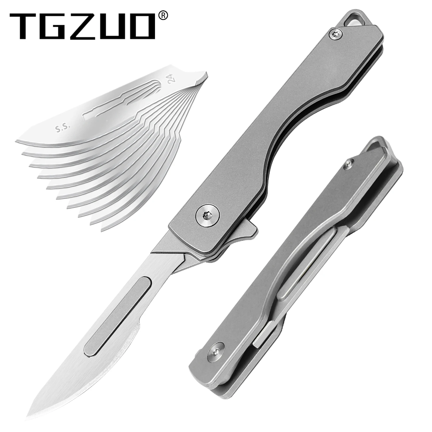 Pocket Folding Knife Titanium Alloy Handle Replaceable Stainless Steel Sharp Blade Multifunctional EDC Tool Craft Knife New
Pocket Folding Knife Titanium Alloy Handle Replaceable Stainless Steel Sharp Blade Multifunctional EDC Tool Craft Knife New