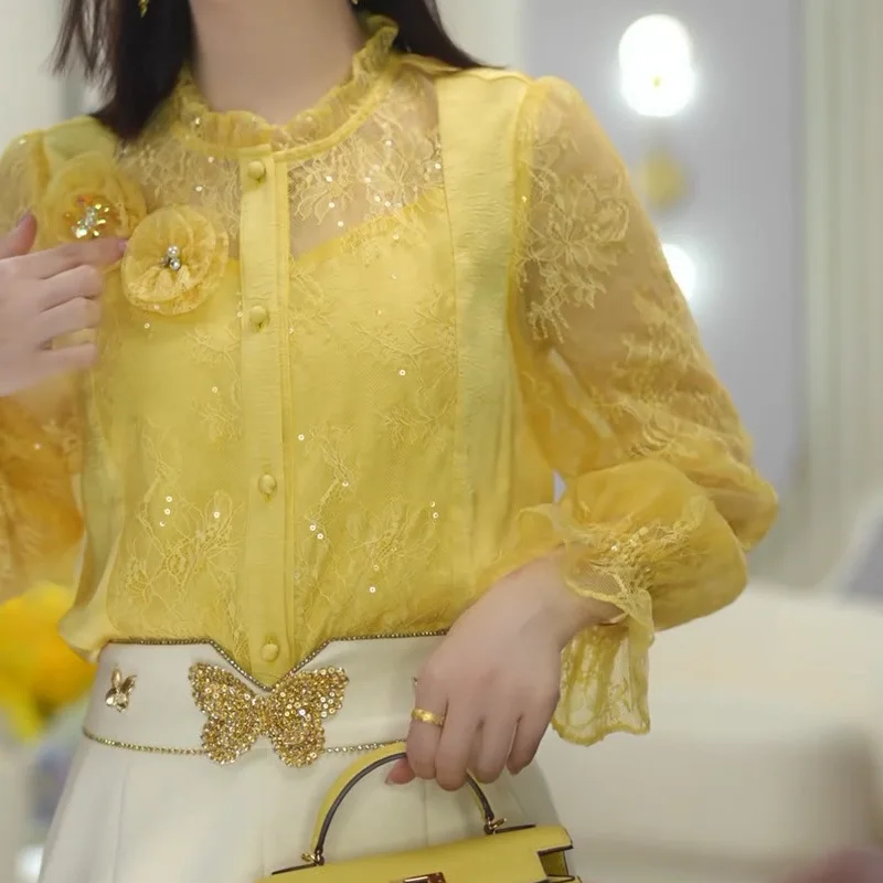 2025 Spring New Fashionable and Evergrande Yellow Long Sleeve Shirt Women's Loose Casual Top 
2025 Spring New Fashionable and Evergrande Yellow Long Sleeve Shirt Women's Loose Casual Top