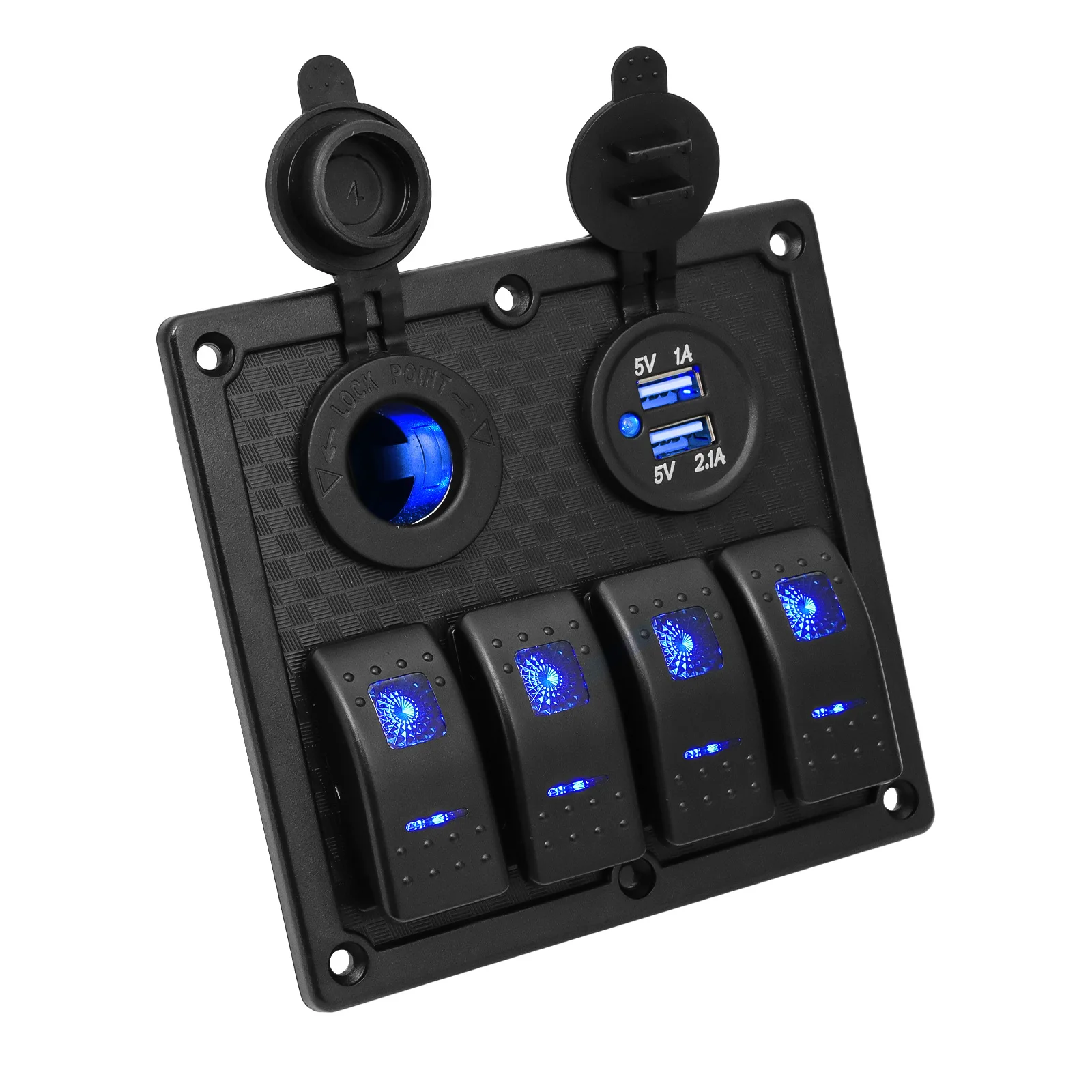 4 Gang Switch Panel Car Lights Toggle 4 Buttons 5V 2.1A USB Chargers Cigar Lighter Socket Tester For Car RV Marine Boat Caravan
4 Gang Switch Panel Car Lights Toggle 4 Buttons 5V 2.1A USB Chargers Cigar Lighter Socket Tester For Car RV Marine Boat Caravan