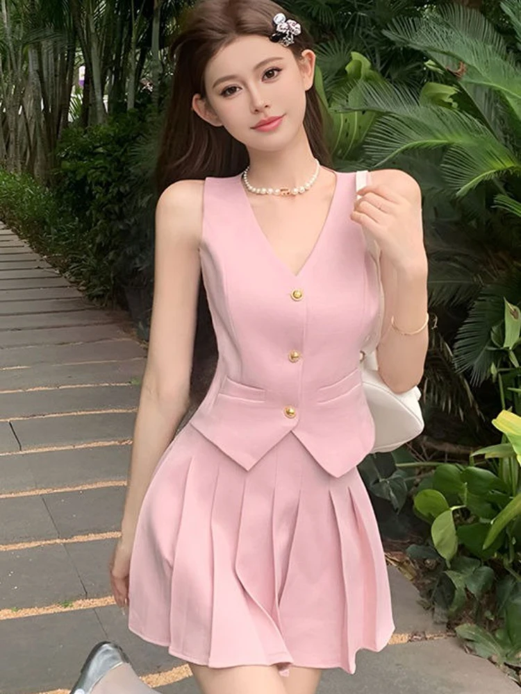 Women's Two Skirt Piece Set Pink Elegant Casual Summer Clothes 2025 Y2k Streetwear Vintage New Matching Female Outfits Pleated
Women's Two Skirt Piece Set Pink Elegant Casual Summer Clothes 2025 Y2k Streetwear Vintage New Matching Female Outfits Pleated