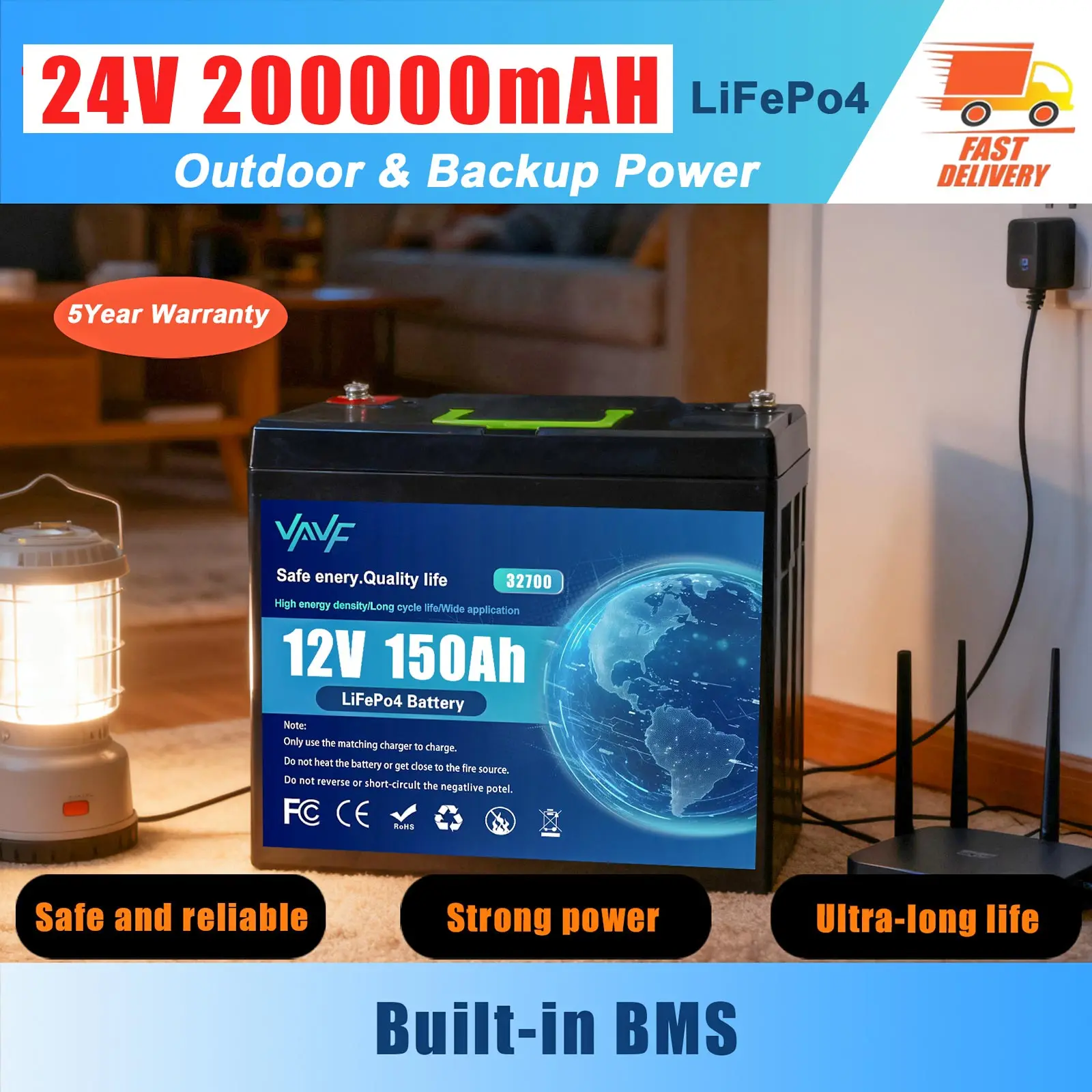Durable 24V 200Ah DeepCycle LiFePO4 Battery Lron Phosphate Battery,Optimized for Solar Battery️Renewable Energy Systems and RV
Durable 24V 200Ah DeepCycle LiFePO4 Battery Lron Phosphate Battery,Optimized for Solar Battery️Renewable Energy Systems and RV