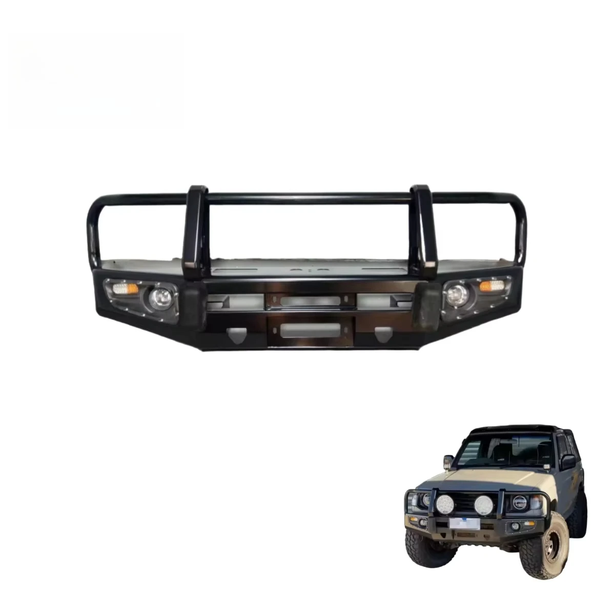 Brand-New Hot-Selling Steel Front Bumper Kit with Tow Hook Cut-Outs for Mitsubishi's Pajero Second Generation V20 V30 V31 V33
Brand-New Hot-Selling Steel Front Bumper Kit with Tow Hook Cut-Outs for Mitsubishi's Pajero Second Generation V20 V30 V31 V33
