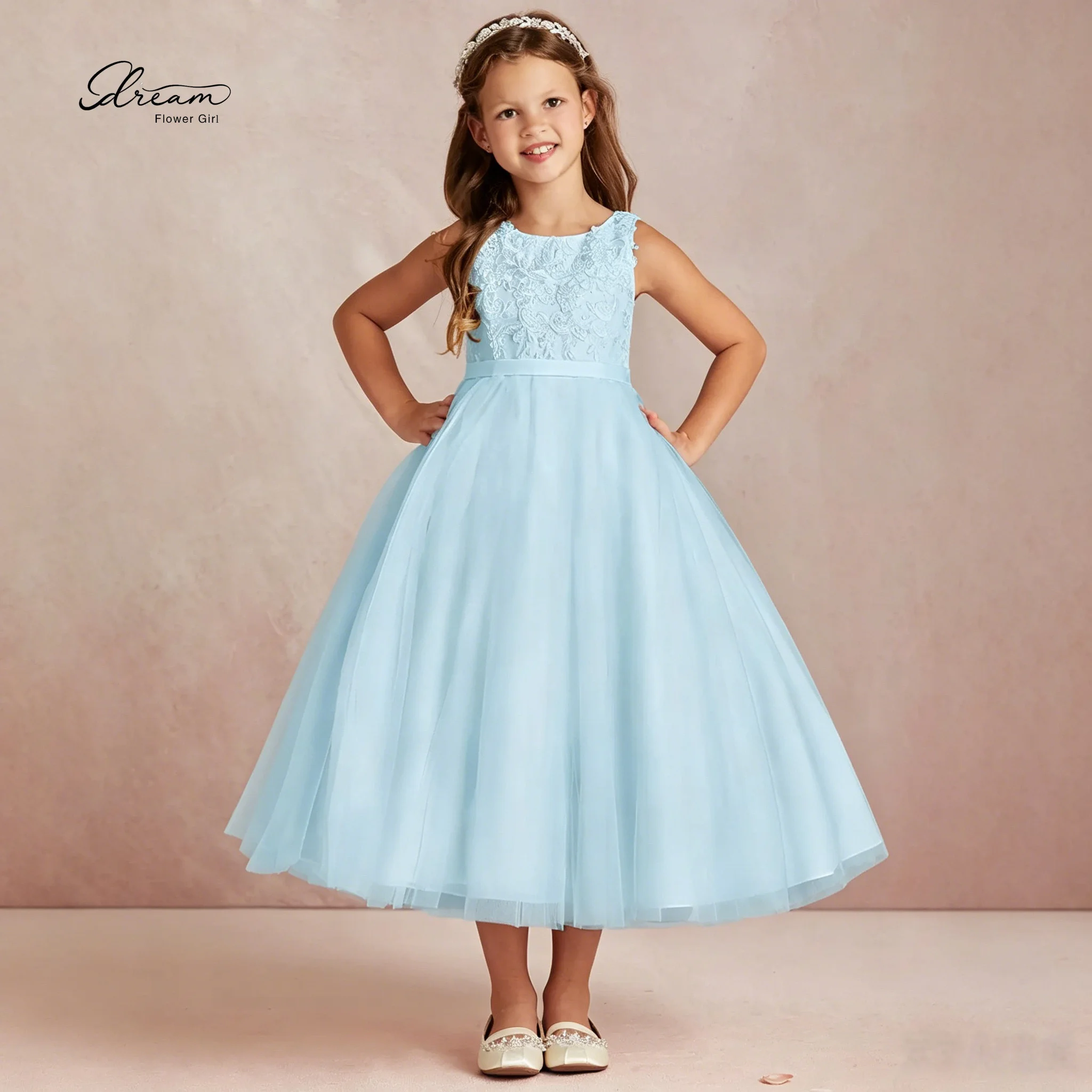 Elegant Blue Ankle-Length Children's Formal Dress Round Neck Sleeveless Chiffon Open Back with Back Tie-Bow
Elegant Blue Ankle-Length Children's Formal Dress Round Neck Sleeveless Chiffon Open Back with Back Tie-Bow
