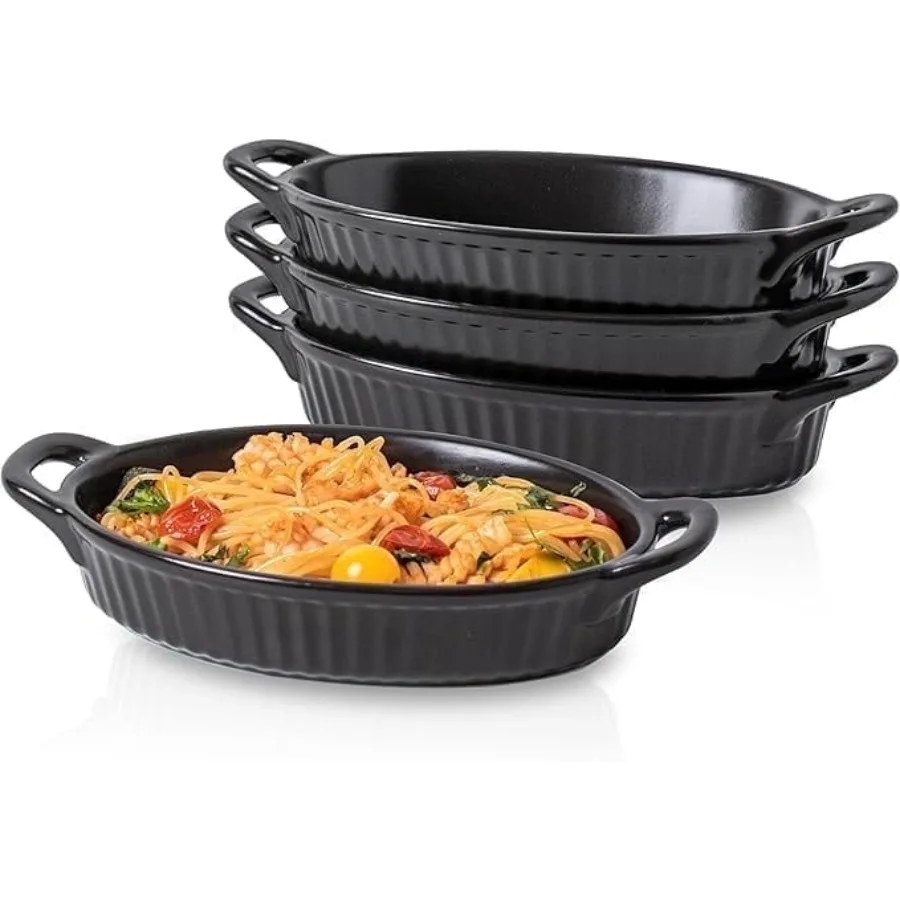 Au Gratin Baking Dishes 9-inch Ceramic Baking Dish Set with Handles Heat Resistant Mini Casserole-Dishes for Oven Set of 4 Blac
Au Gratin Baking Dishes 9-inch Ceramic Baking Dish Set with Handles Heat Resistant Mini Casserole-Dishes for Oven Set of 4 Blac