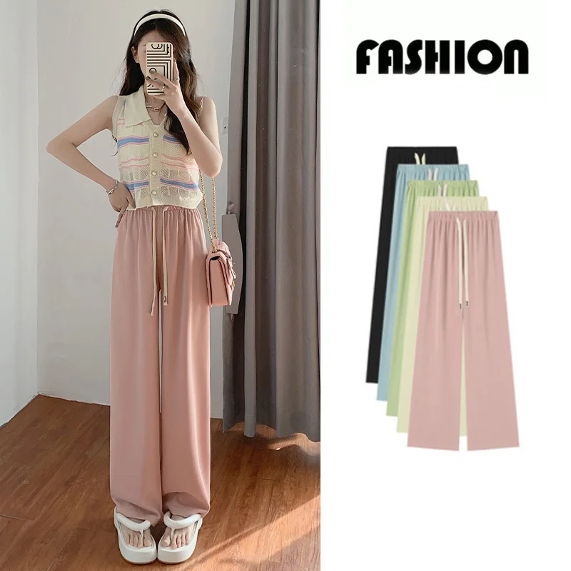 Summer Women Long Striaght Pants Casual Elastic Waist Long Wide leg pants Female Casual Spring Female Pants Trousers
Summer Women Long Striaght Pants Casual Elastic Waist Long Wide leg pants Female Casual Spring Female Pants Trousers