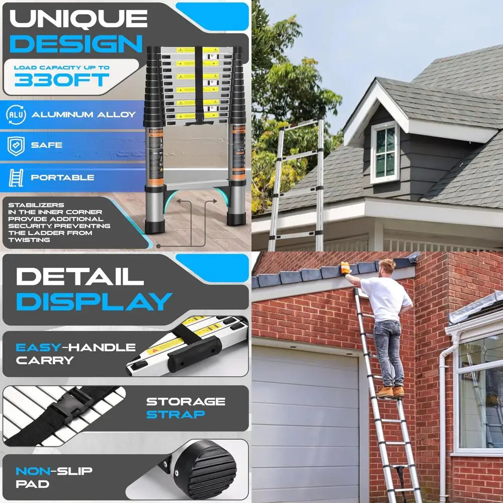 Collapsible 12.5FT Aluminum Ladder - Portable, Anti-Slip, Folding for Home, Attic, RV & Roof Access
Collapsible 12.5FT Aluminum Ladder - Portable, Anti-Slip, Folding for Home, Attic, RV & Roof Access