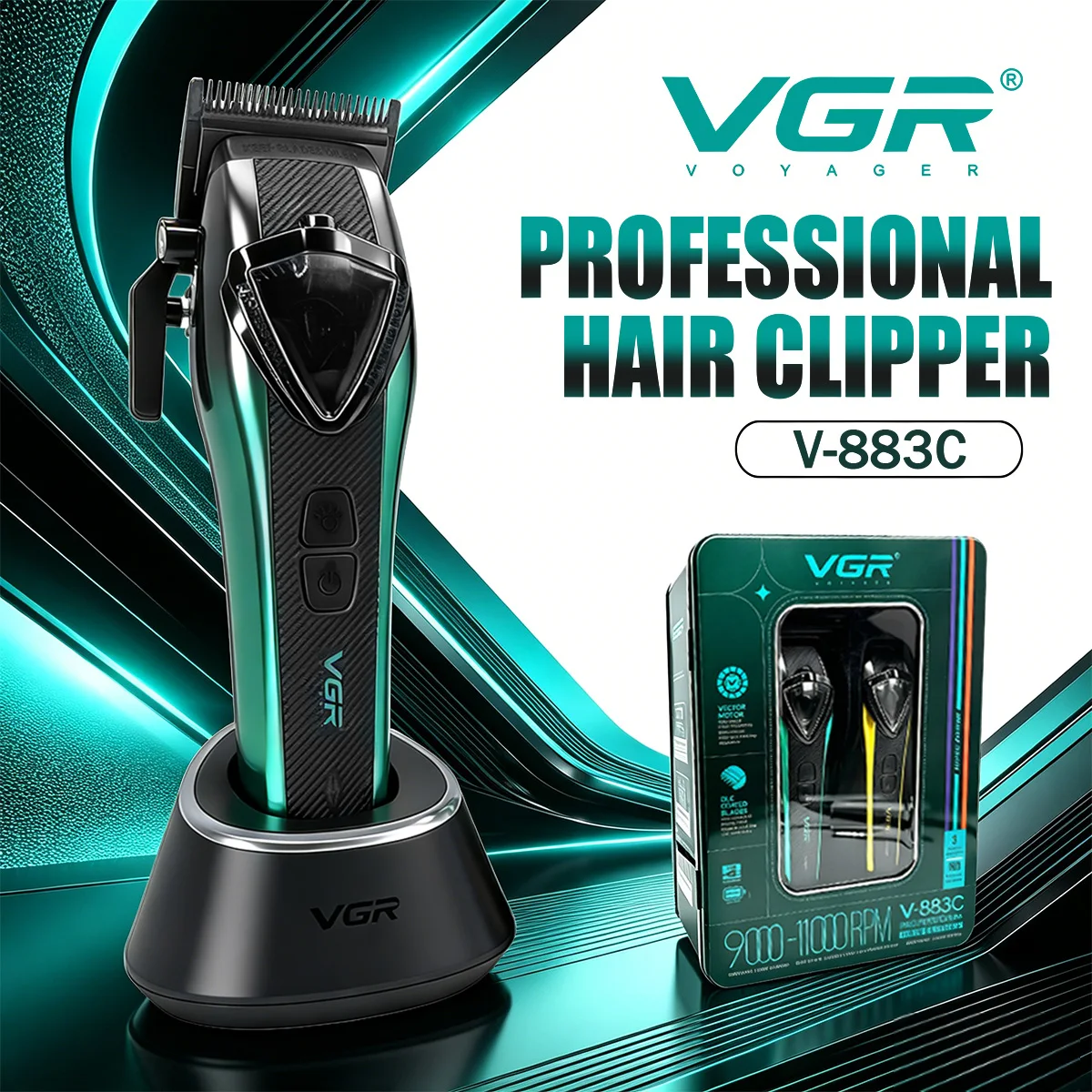 VGR Hair Clipper Professional Hair Trimmer Adjustable Vector Motor 11000 RPM Cordless Haircut DLC Blade Clipper for Men V-883C
VGR Hair Clipper Professional Hair Trimmer Adjustable Vector Motor 11000 RPM Cordless Haircut DLC Blade Clipper for Men V-883C
