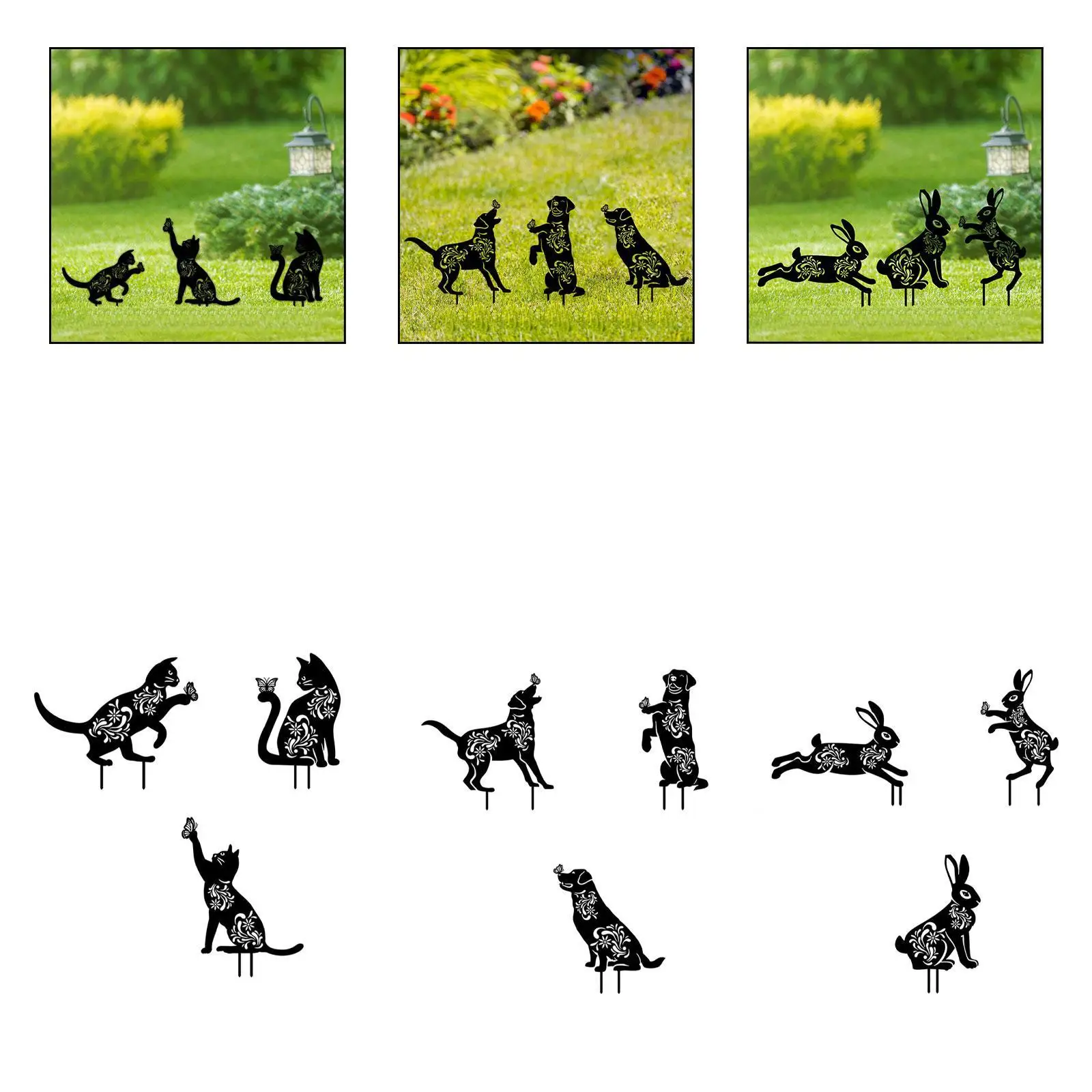 3 Pieces Animal Shape Garden Stakes Silhouette Statues Yard Decors
3 Pieces Animal Shape Garden Stakes Silhouette Statues Yard Decors
