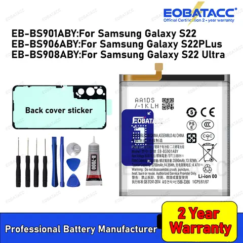 2025 Years New EB-BS901ABY  EB-BS906ABY EB-BS908ABY Battery For samsung Galaxy S22 /S22 plus /S22 Ultra Batteries+Tools