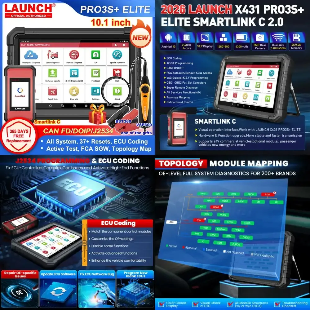 2026 New - X431 PRO3S+ ELITE Smartlink C J2534 Programming Tool ECU Coding All System car Diagnostic Tools Topology
2026 New - X431 PRO3S+ ELITE Smartlink C J2534 Programming Tool ECU Coding All System car Diagnostic Tools Topology