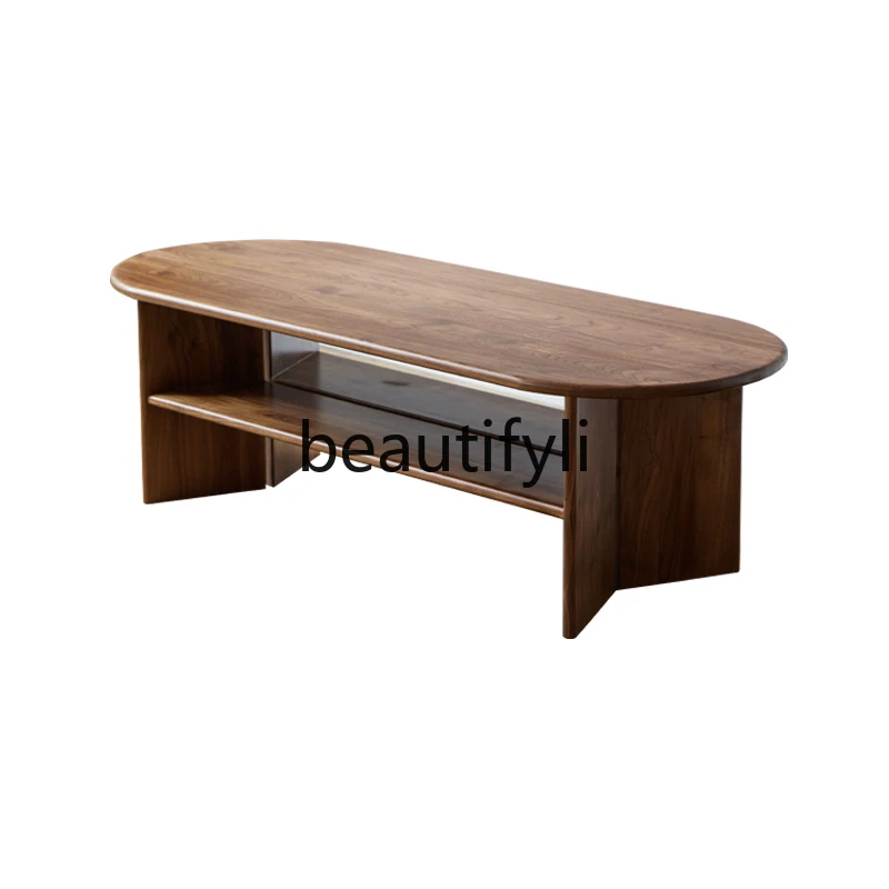 North American black walnut coffee table solid wood tea table living room household oval tea table
North American black walnut coffee table solid wood tea table living room household oval tea table