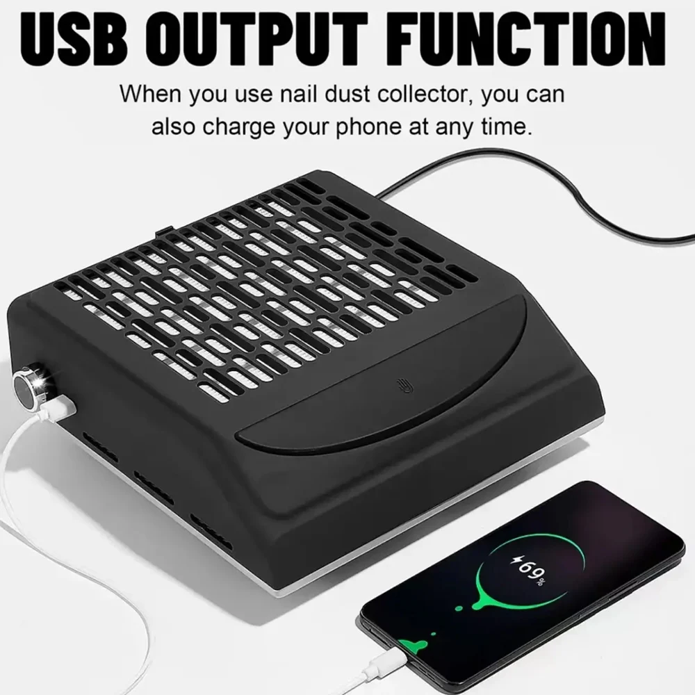 Nail Dust Collector with USB Charging Port Electric Nail Vacuum Fan Dust Removal Tool for Salon
Nail Dust Collector with USB Charging Port Electric Nail Vacuum Fan Dust Removal Tool for Salon